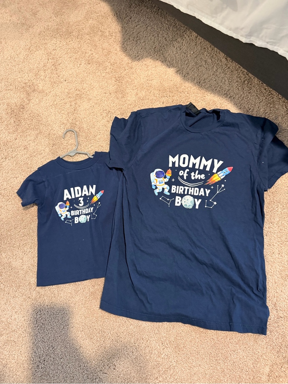 Aidan named 3rd birthday 3T tshirt Mommy of the Birthday Boy Navy medium T